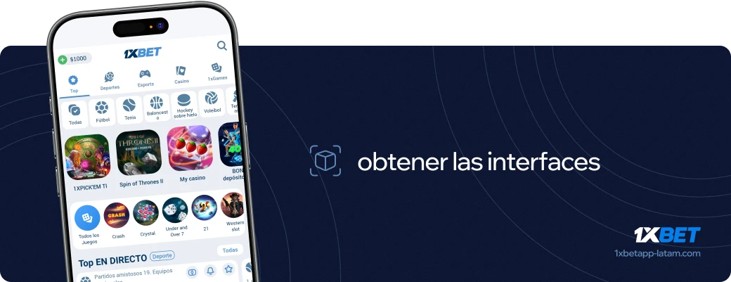 Obtener las interfaces 1xbet apk América Latina.webp